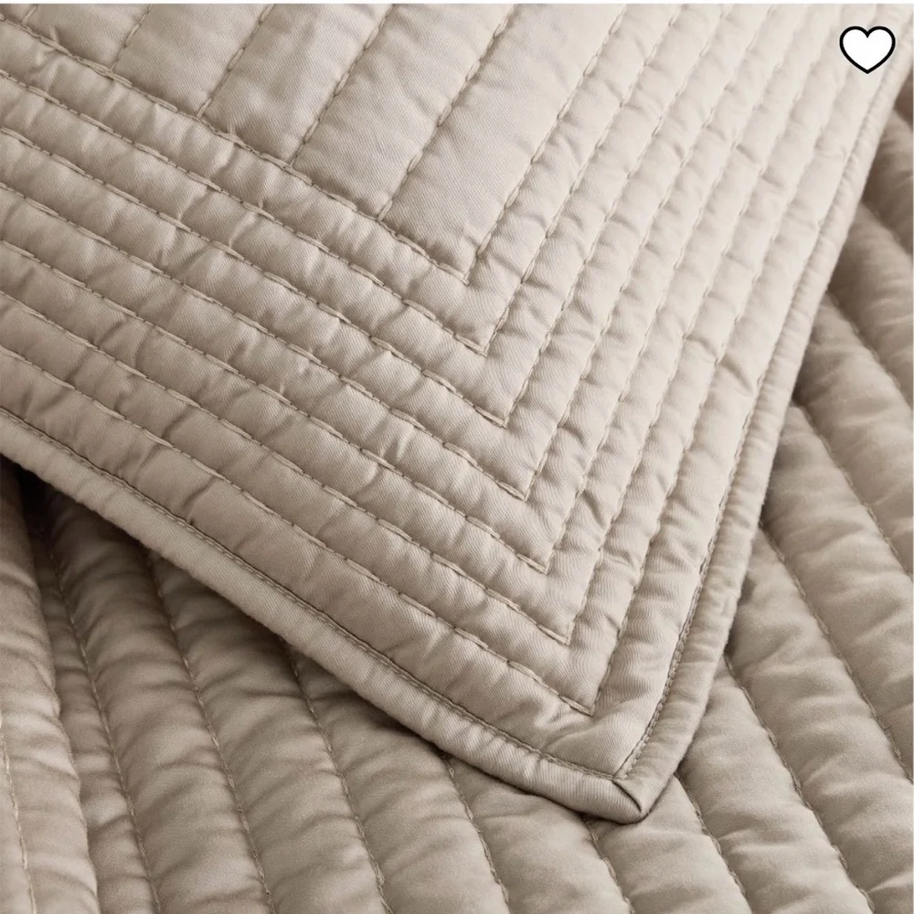 West Elm TENCEL pick stitch quilted bed sham pair(2)tan sand color